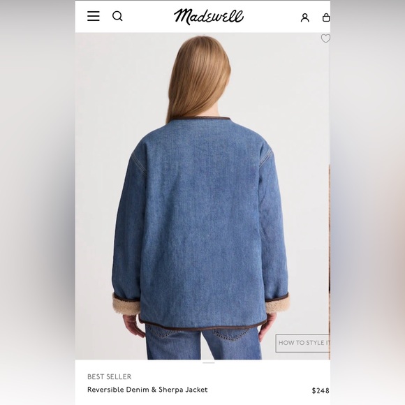 Madewell Reversible Denim & Sherpa Jacket NWT size Small - Picture 4 of 13